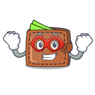 Süper kahraman cüzdan karakter karikatür tarzı vektör çizim