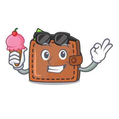 Dondurma cüzdan karakter karikatür tarzı vektör çizim ile