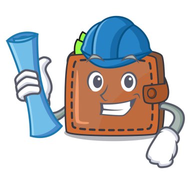 Mimar cüzdan karakter karikatür tarzı vektör çizim