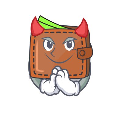 Şeytan cüzdan maskot karikatür tarzı vektör çizim