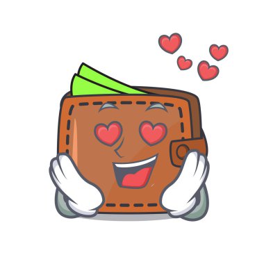 Aşk cüzdan maskot karikatür tarzı vektör çizim içinde