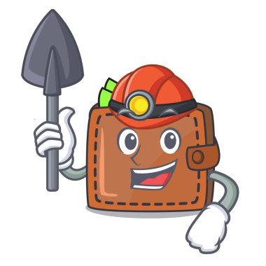 Madenci cüzdan maskot karikatür tarzı vektör çizim