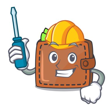 Otomotiv cüzdan maskot karikatür tarzı vektör çizim