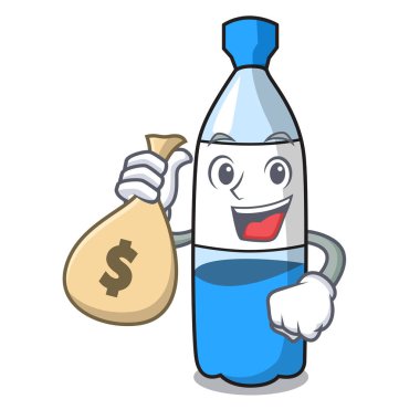 Para çantası su şişesi karakter karikatür vektör çizim ile