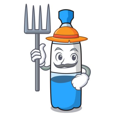 Çiftçi su şişesi karakter karikatür vektör çizim