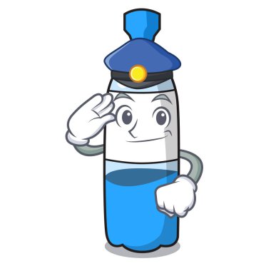 Polis su şişesi karakter karikatür vektör çizim