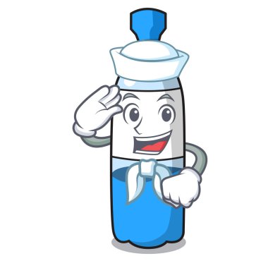 Denizci su şişesi karakter karikatür vektör çizim