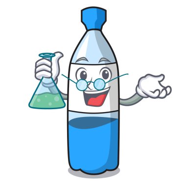 Profesör su şişesi karakter karikatür vektör çizim