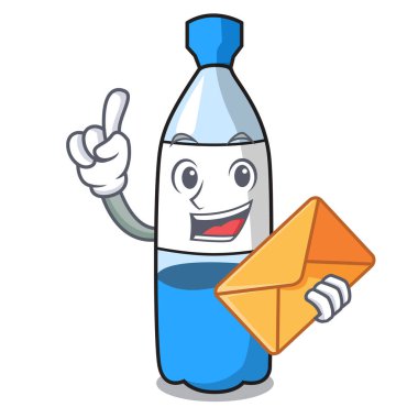 Zarf su şişesi karakter karikatür vektör çizim ile