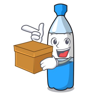 Kutu su şişesi karakter karikatür vektör çizim ile