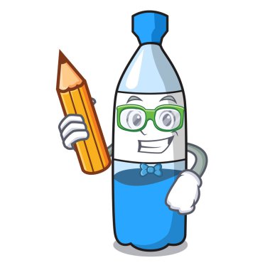 Öğrenci su şişesi karakter karikatür vektör çizim