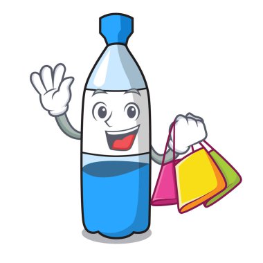 Su şişesi karakter karikatür vektör çizim alışveriş