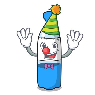 Palyaço su şişesi maskot karikatür vektör çizim
