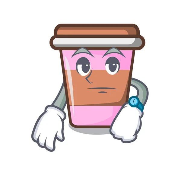 Warten Kaffeetasse Maskottchen Cartoon Vektor Illustration — Stockvektor