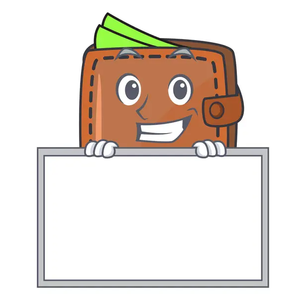 Sonriendo Con Cartera Del Tablero Personaje Dibujos Animados Estilo Vector — Vector de stock