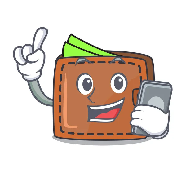 Met Telefoon Portemonnee Karakter Cartoon Stijl Vectorillustratie — Stockvector