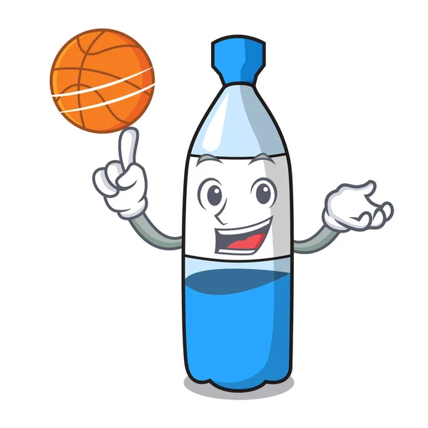 Koszykówki Butelka Wody Charakter Kreskówka Wektor Ilustracja — Wektor stockowy
