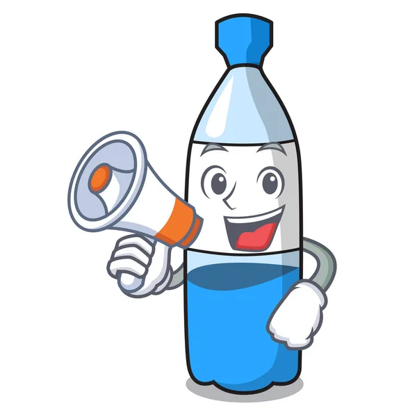 Con Megáfono Botella Agua Personaje Dibujos Animados Vector Ilustración — Archivo Imágenes Vectoriales
