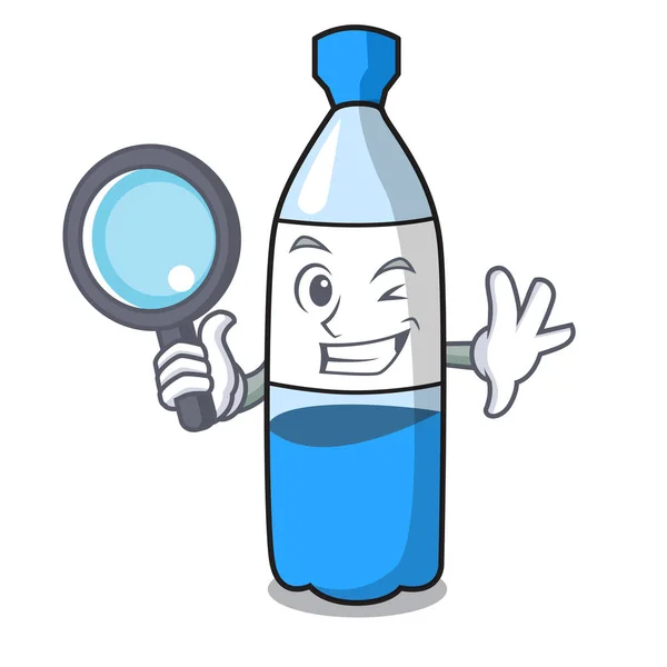 Détective Bouteille Eau Personnage Dessin Animé Vecteur Illustration — Image vectorielle