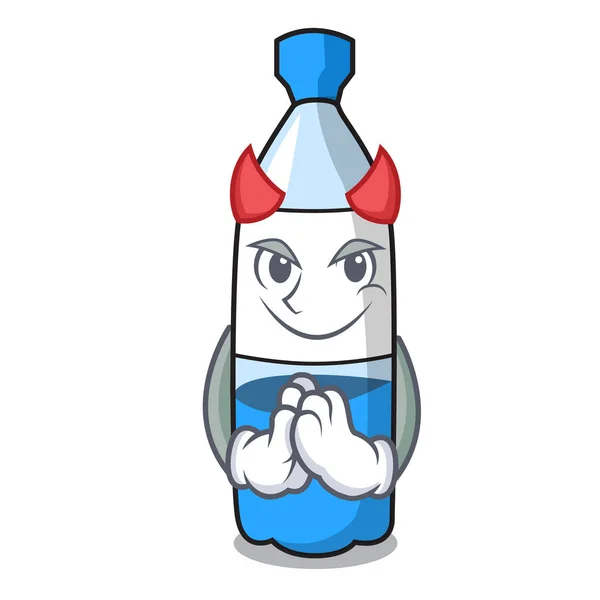 Devil Water Bottle Mascot Cartoon Vector Illustration — Stock Vector