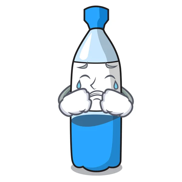 Crying Water Bottle Mascot Cartoon Vector Illustration — Stock Vector
