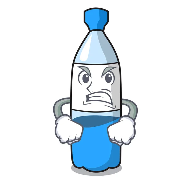 Θυμωμένος Μπουκάλι Νερό Μασκότ Καρτούν Εικονογράφηση Φορέα — Διανυσματικό Αρχείο