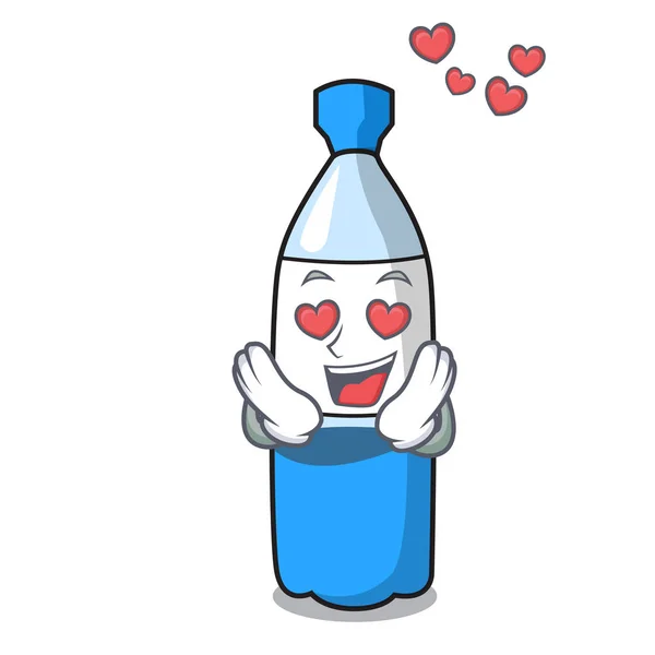 Love Water Bottle Mascot Cartoon Vector Illustration — Stock Vector