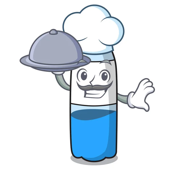 Chef Food Water Bottle Mascot Cartoon Vector Illustration — Stock Vector