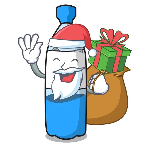 圣诞老人与礼物水瓶吉祥物卡通矢量插画 — 图库矢量图片