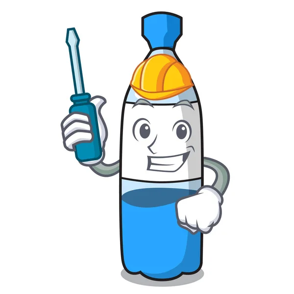 Automotive Water Bottle Mascot Cartoon Vector Illustration — Stock Vector