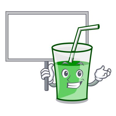 Tahta getir yeşil smoothie karakter karikatür
