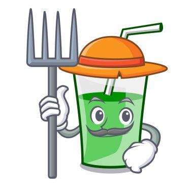 Çiftçi yeşil smoothie karakter karikatür
