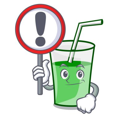 İşareti yeşil smoothie karakter karikatür ile