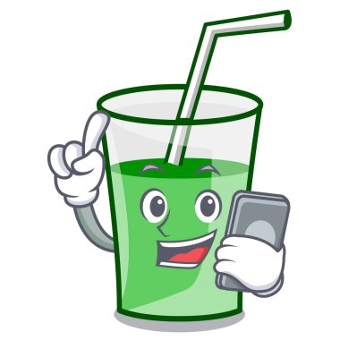 Telefon yeşil smoothie karakter karikatür ile