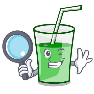 Dedektif yeşil smoothie karakter karikatür
