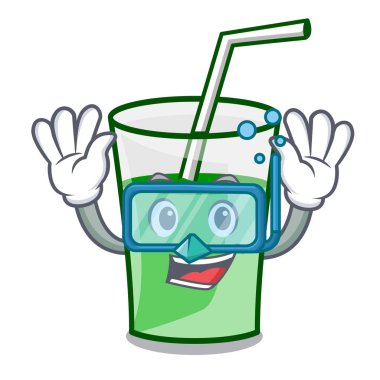 Yeşil smoothie karakter karikatür dalış