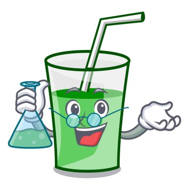 Profesör yeşil smoothie karakter karikatür