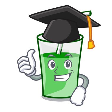 Mezuniyet yeşil smoothie karakter karikatür