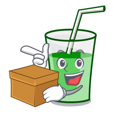 Kutu yeşil smoothie karakter karikatür ile