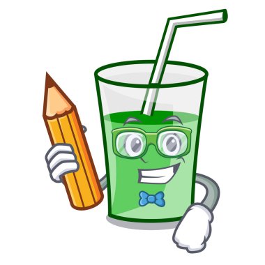 Öğrenci yeşil smoothie karakter karikatür