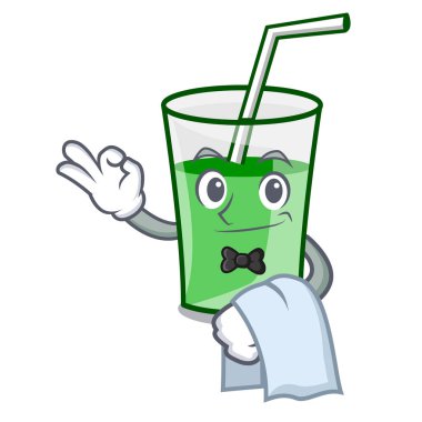 Garson yeşil smoothie maskot çizgi film