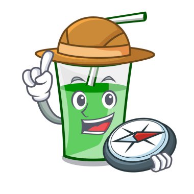 Explorer yeşil smoothie maskot çizgi film