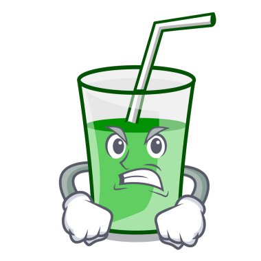 Kızgın yeşil smoothie maskot çizgi film