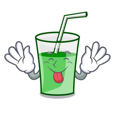 Yeşil smoothie maskot karikatür dil