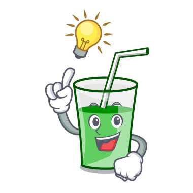 Bir fikir yeşil smoothie maskot çizgi film var