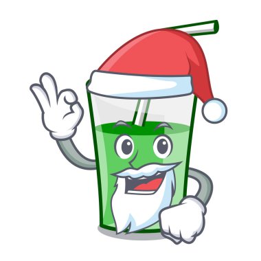Santa yeşil smoothie maskot çizgi film