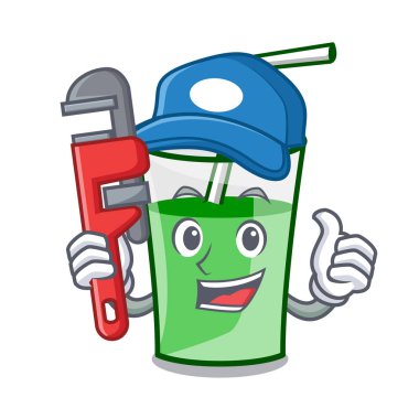 Tesisatçı yeşil smoothie maskot çizgi film