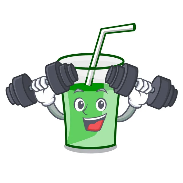 Fitness verde smoothie personagem desenhos animados —  Vetores de Stock