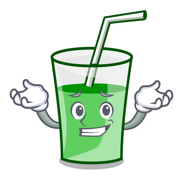 Sourire vert personnage de smoothie dessin animé — Image vectorielle