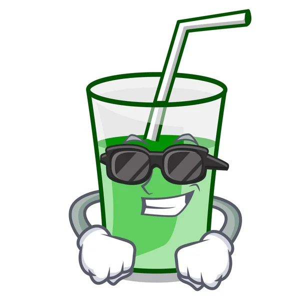 Super legal smoothie verde personagem desenhos animados — Vetor de Stock